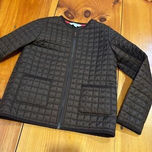 BROOKS BROTHERS Fleece L Brown Quilted Barn Jacket Corduroy Trim Zip Up